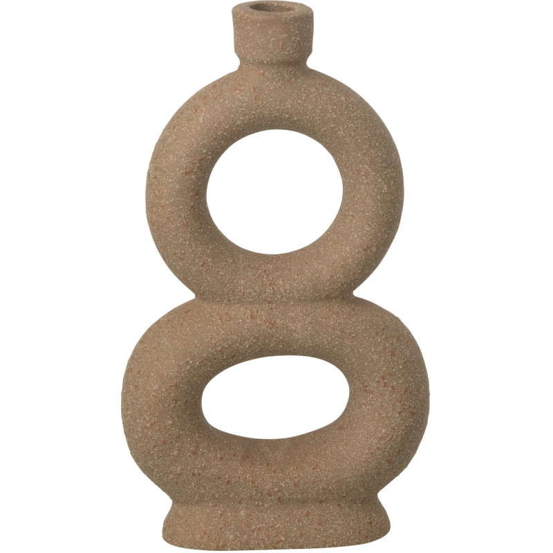 Vase design wabi-sabi 2 anneaux Soliflore H 28 cm Grès Taupe Nomado 