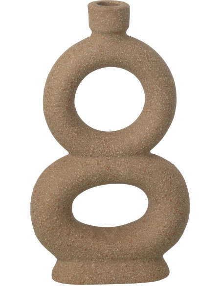 Vase design wabi-sabi 2 anneaux Soliflore H 28 cm Grès Taupe Nomado 