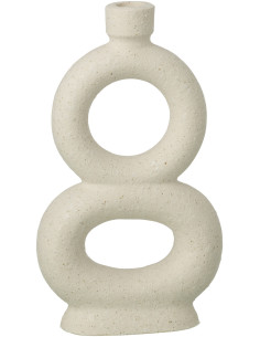Vase design wabi-sabi 2 anneaux Soliflore H 28 cm Grès Blanc cassé Nomado 