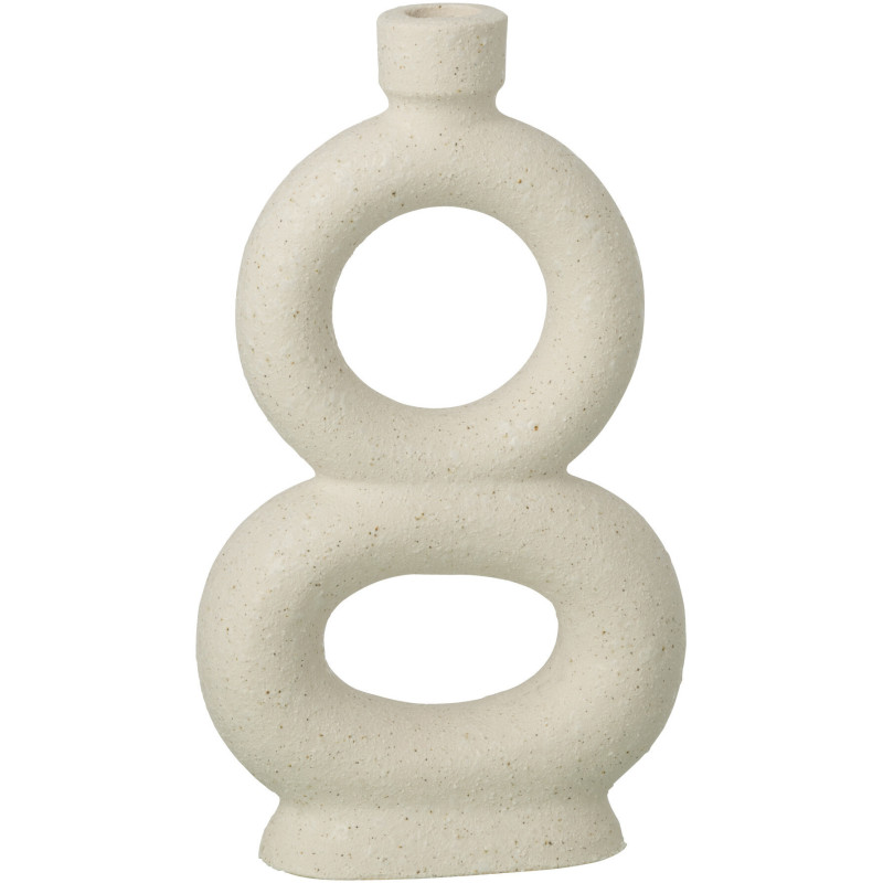 Vase design wabi-sabi 2 anneaux Soliflore H 28 cm Grès Blanc cassé Nomado 