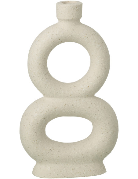 Vase design wabi-sabi 2 anneaux Soliflore H 28 cm Grès Blanc cassé Nomado 
