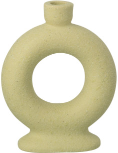 Vase design wabi-sabi 1 anneau Soliflore H 21 cm Grès Vert menthe Nomado 