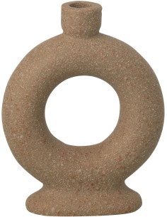 Vase design wabi-sabi 1 anneau Soliflore H 21 cm Grès Taupe Nomado 