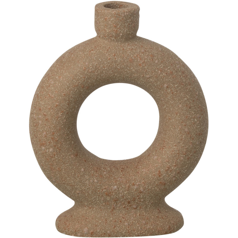 Vase design wabi-sabi 1 anneau Soliflore H 21 cm Grès Taupe Nomado 