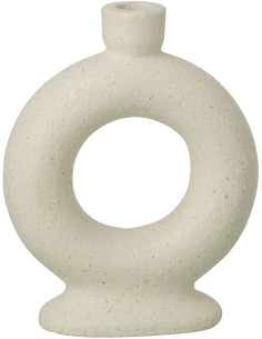 Vase design wabi-sabi 1 anneau Soliflore H 21 cm Grès Blanc cassé Nomado 