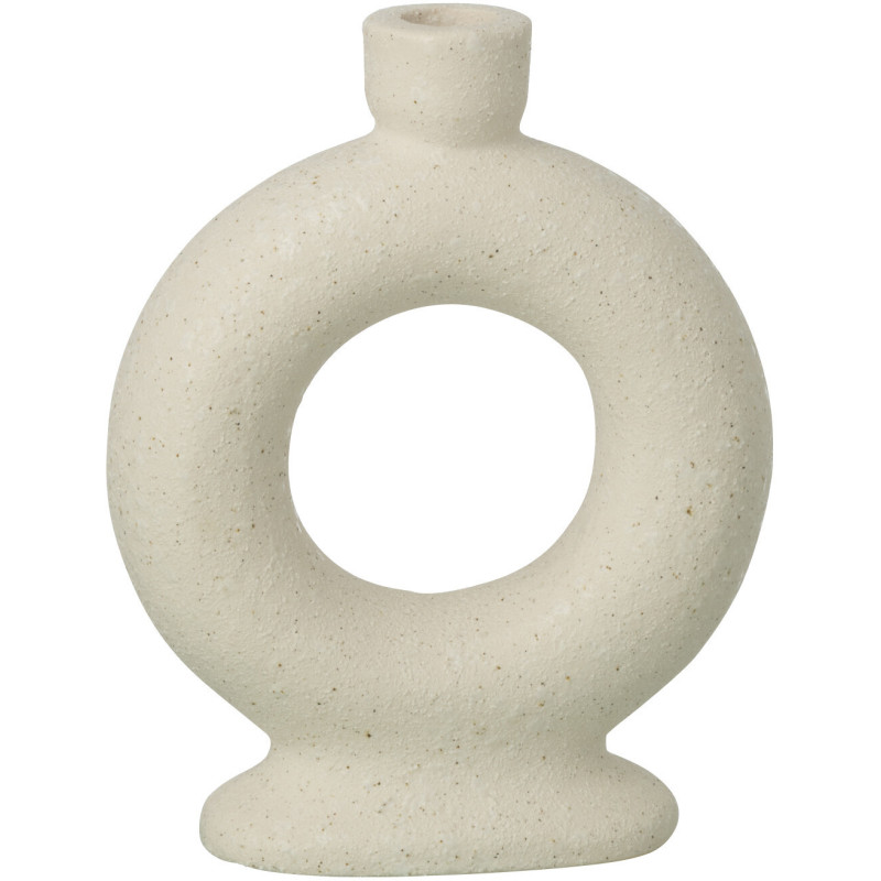 Vase design wabi-sabi 1 anneau Soliflore H 21 cm Grès Blanc cassé Nomado 