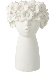 Vase design Tête de Femme H 35 cm Résine Blanc Floréma 