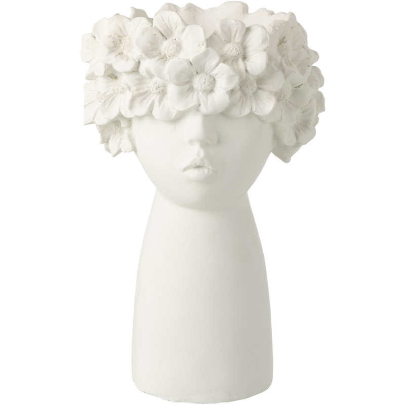 Vase design Tête de Femme H 35 cm Résine Blanc Floréma 