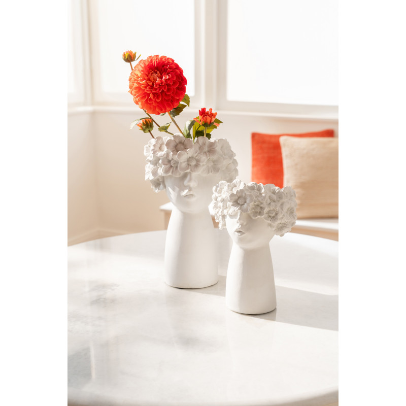 Vase design Tête de Femme H 35 cm Résine Blanc Floréma 