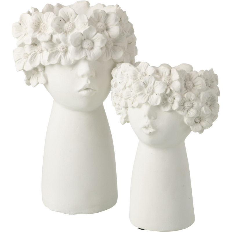 Vase design Tête de Femme H 35 cm Résine Blanc Floréma 