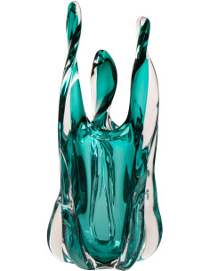 Vase design Organique H 38 cm Verre Turquoise Serena 
