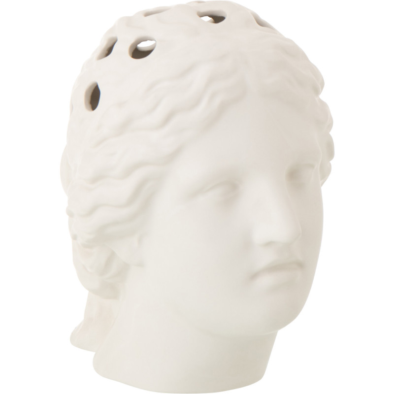 Vase design néo-classique Tête de femme H 26 cm Dolomite Blanc Auralios 