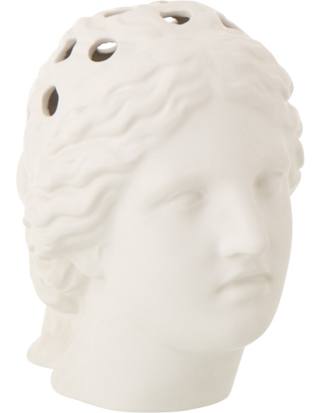 Vase design néo-classique Tête de femme H 26 cm Dolomite Blanc Auralios 