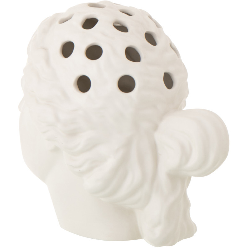 Vase design néo-classique Tête de femme H 26 cm Dolomite Blanc Auralios 