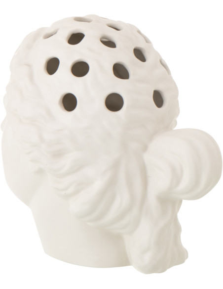 Vase design néo-classique Tête de femme H 26 cm Dolomite Blanc Auralios 