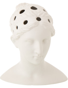 Vase design néo-classique Buste de femme H 34 cm Dolomite Blanc Auralios 