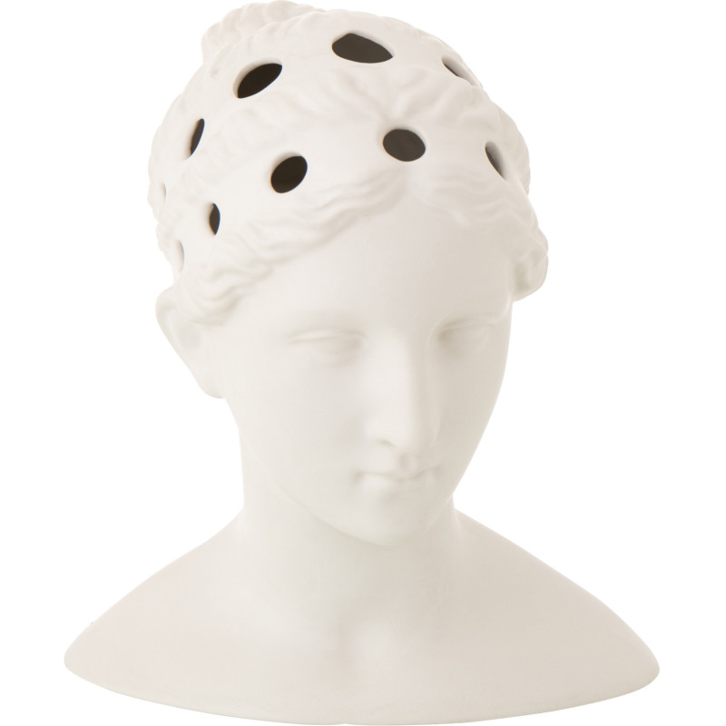 Vase design néo-classique Buste de femme H 34 cm Dolomite Blanc Auralios 