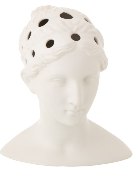 Vase design néo-classique Buste de femme H 34 cm Dolomite Blanc Auralios 