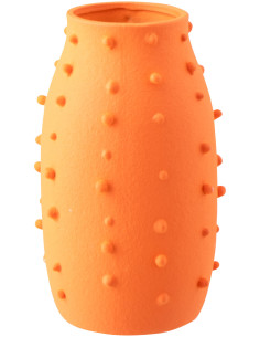Vase design minimaliste relief H 33 cm Grès Orange Entao 