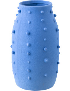 Vase design minimaliste relief H 33 cm Grès Bleu Entao 