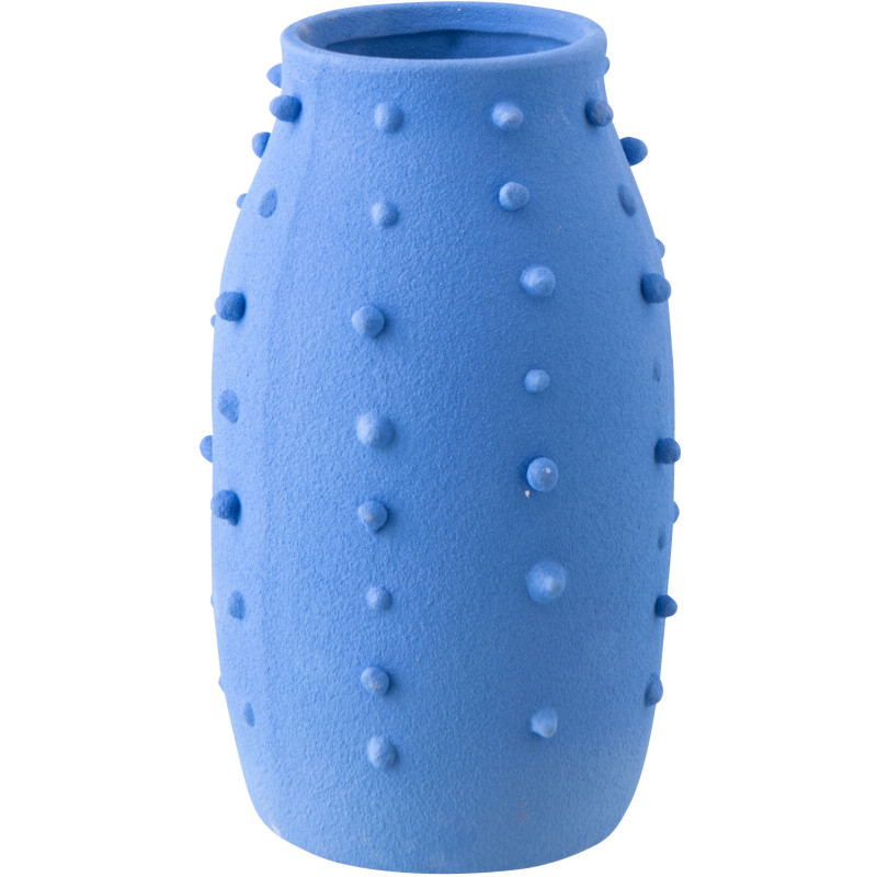 Vase design minimaliste relief H 33 cm Grès Bleu Entao 