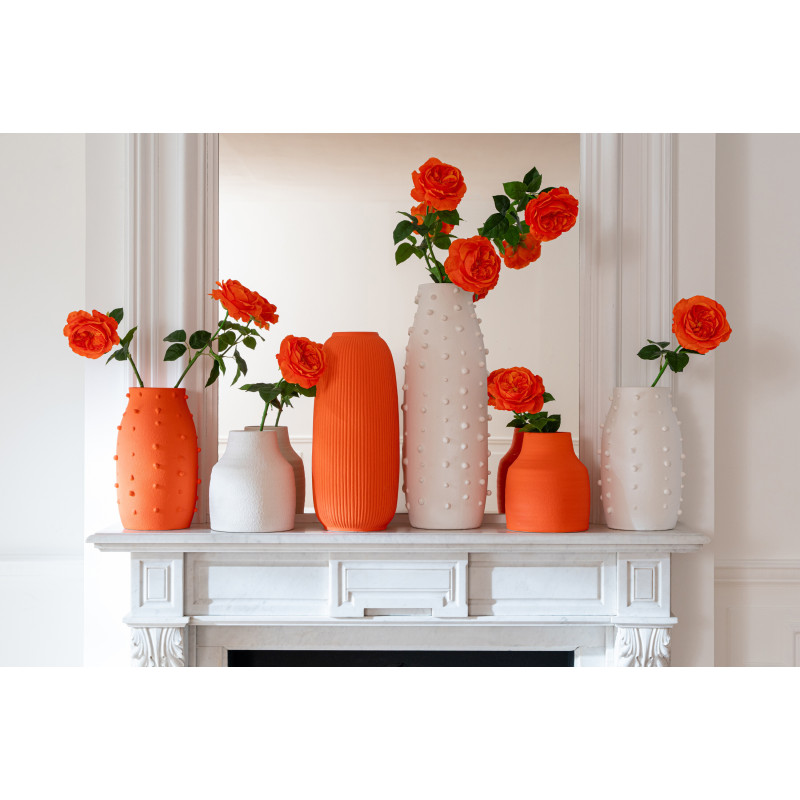 Vase design minimaliste H 23 cm Grès Orange Ruby 