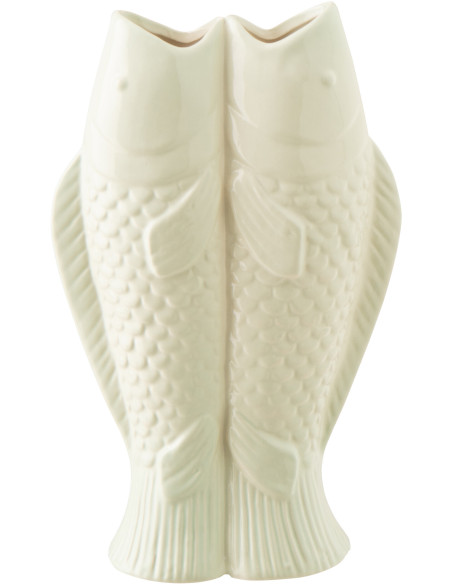 Vase design double Poissons H 35 cm Grès Vert menthe Marisco 