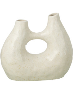 Vase design double Organique H 21 cm Grès Blanc cassé Jeanne 