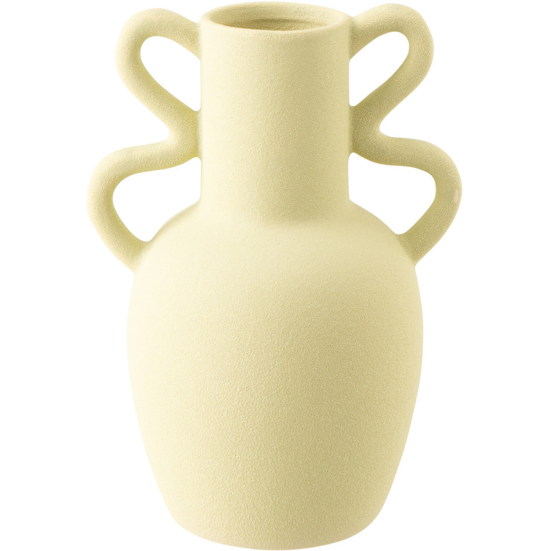 Vase design avec anses Amphore H 28 cm Grès Vert menthe Loopéra 