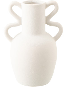 Vase design avec anses Amphore H 28 cm Grès Blanc Loopéra 
