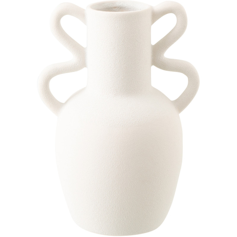 Vase design avec anses Amphore H 28 cm Grès Blanc Loopéra 