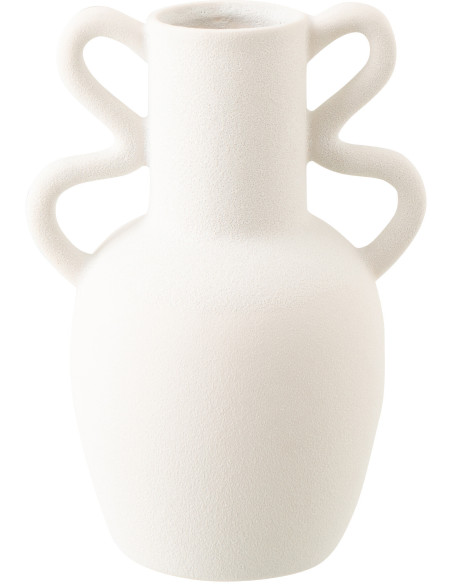Vase design avec anses Amphore H 28 cm Grès Blanc Loopéra 