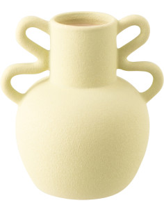 Vase design avec anses Amphore H 21 cm Grès Vert menthe Loopéra 