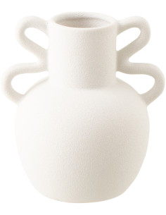 Vase design avec anses Amphore H 21 cm Grès Blanc Loopéra 