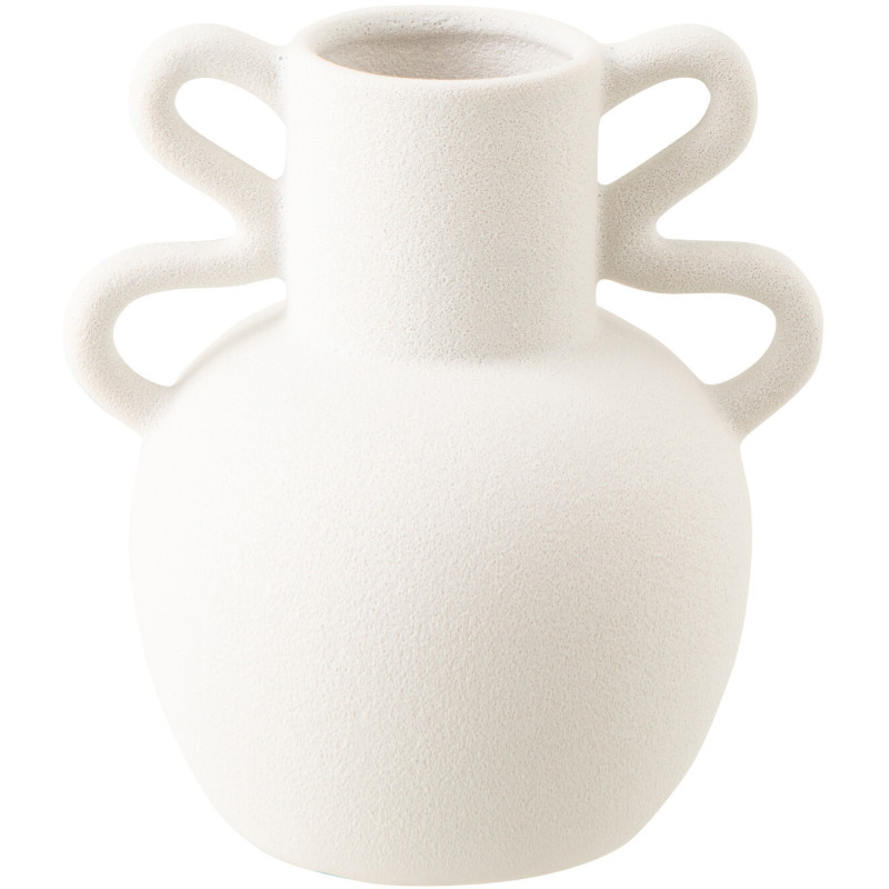Vase design avec anses Amphore H 21 cm Grès Blanc Loopéra 