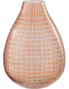 Vase bohème chic Ovale H 32 cm Verre Orange Motif carreaux Ambrazia 