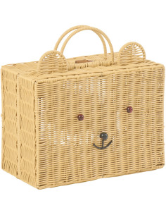 Valise de rangement déco Ourson 35 cm Rotin synthétique Naturel Tressé Callisto 