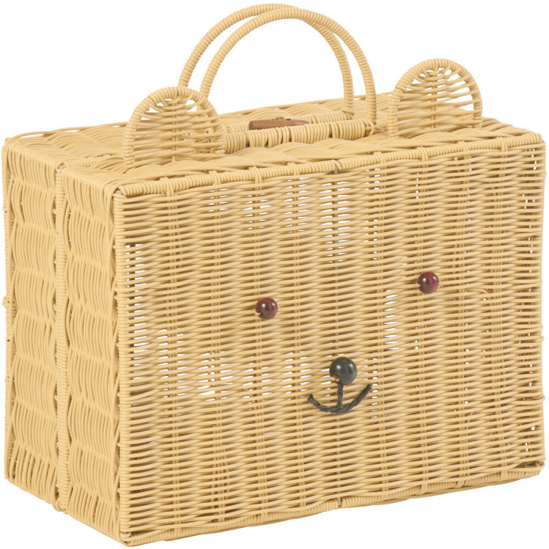 Valise de rangement déco Ourson 35 cm Rotin synthétique Naturel Tressé Callisto 
