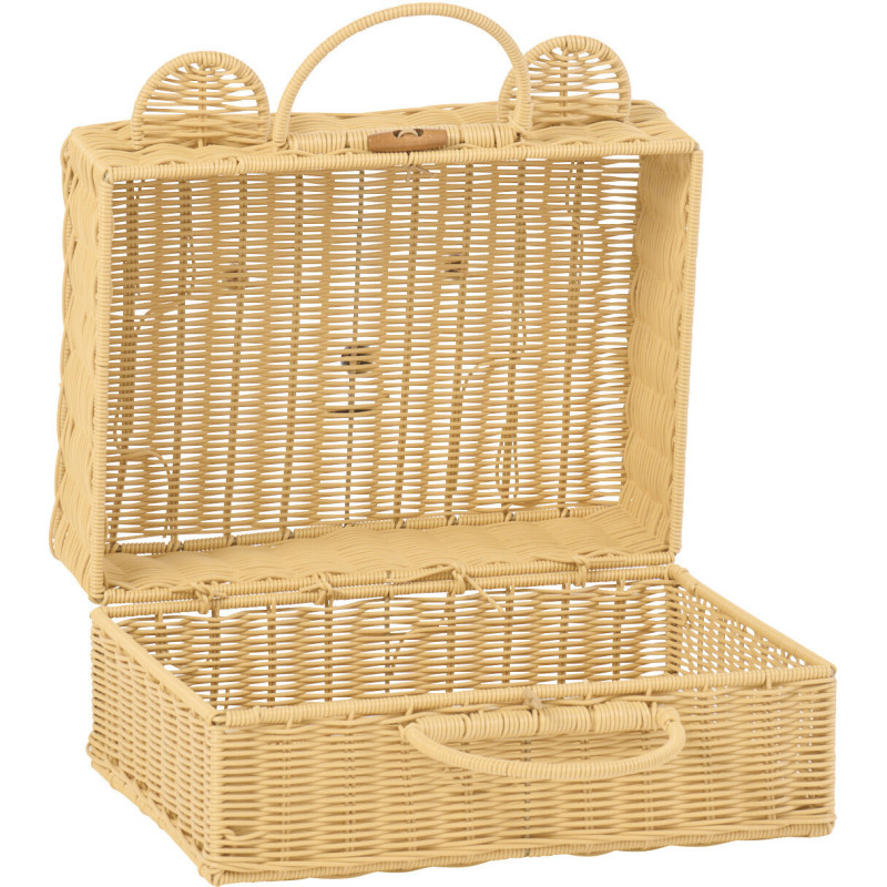 Valise de rangement déco Ourson 35 cm Rotin synthétique Naturel Tressé Callisto 