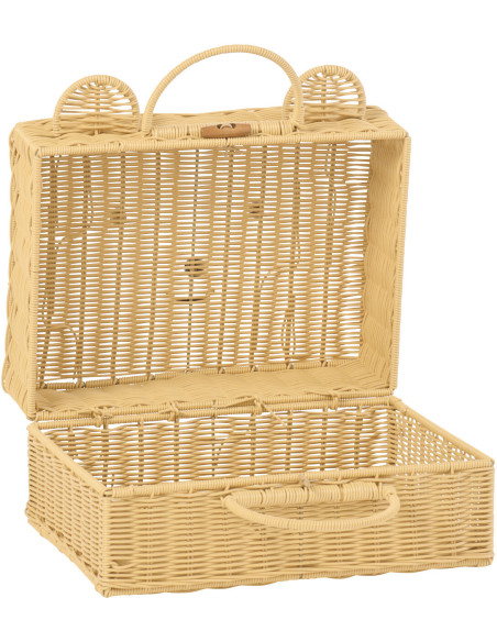 Valise de rangement déco Ourson 35 cm Rotin synthétique Naturel Tressé Callisto 