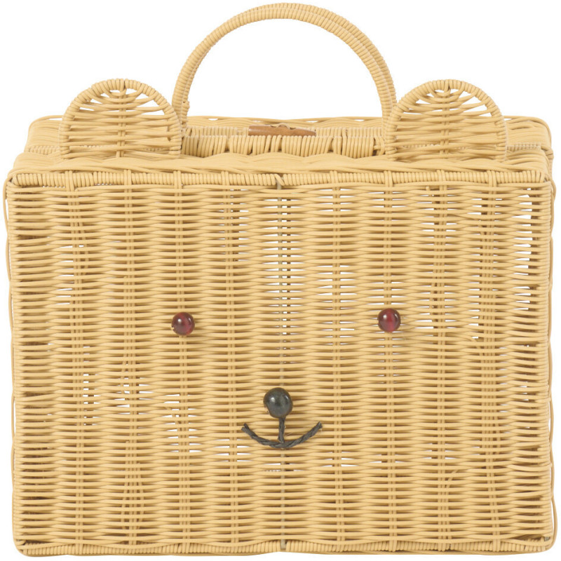 Valise de rangement déco Ourson 35 cm Rotin synthétique Naturel Tressé Callisto 
