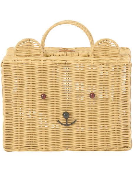 Valise de rangement déco Ourson 35 cm Rotin synthétique Naturel Tressé Callisto 