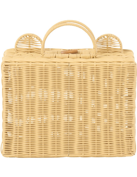 Valise de rangement déco Ourson 35 cm Rotin synthétique Naturel Tressé Callisto 
