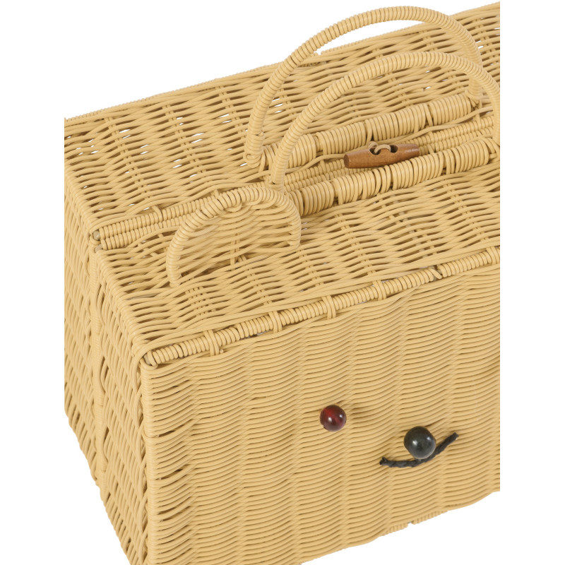Valise de rangement déco Ourson 35 cm Rotin synthétique Naturel Tressé Callisto 