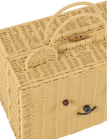 Valise de rangement déco Ourson 35 cm Rotin synthétique Naturel Tressé Callisto 