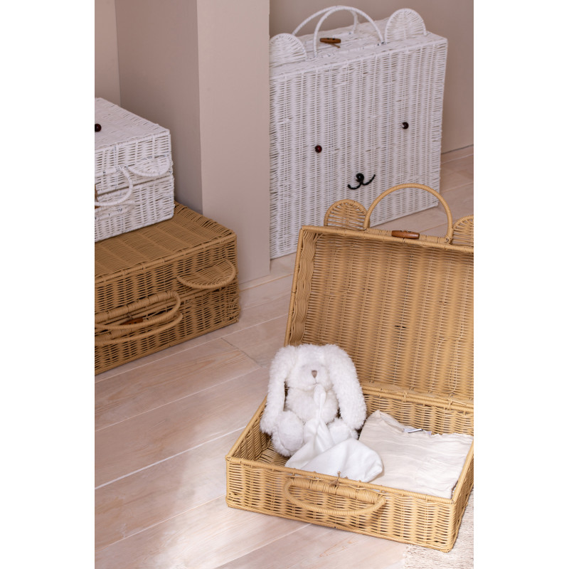 Valise de rangement déco Ourson 35 cm Rotin synthétique Naturel Tressé Callisto 