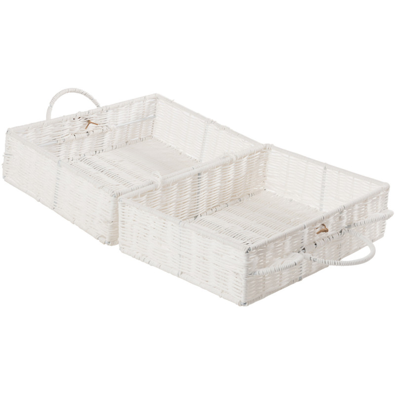 Valise de rangement déco Ourson 35 cm Rotin synthétique Blanc Tressé Callisto 
