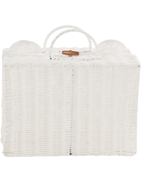 Valise de rangement déco Ourson 35 cm Rotin synthétique Blanc Tressé Callisto 