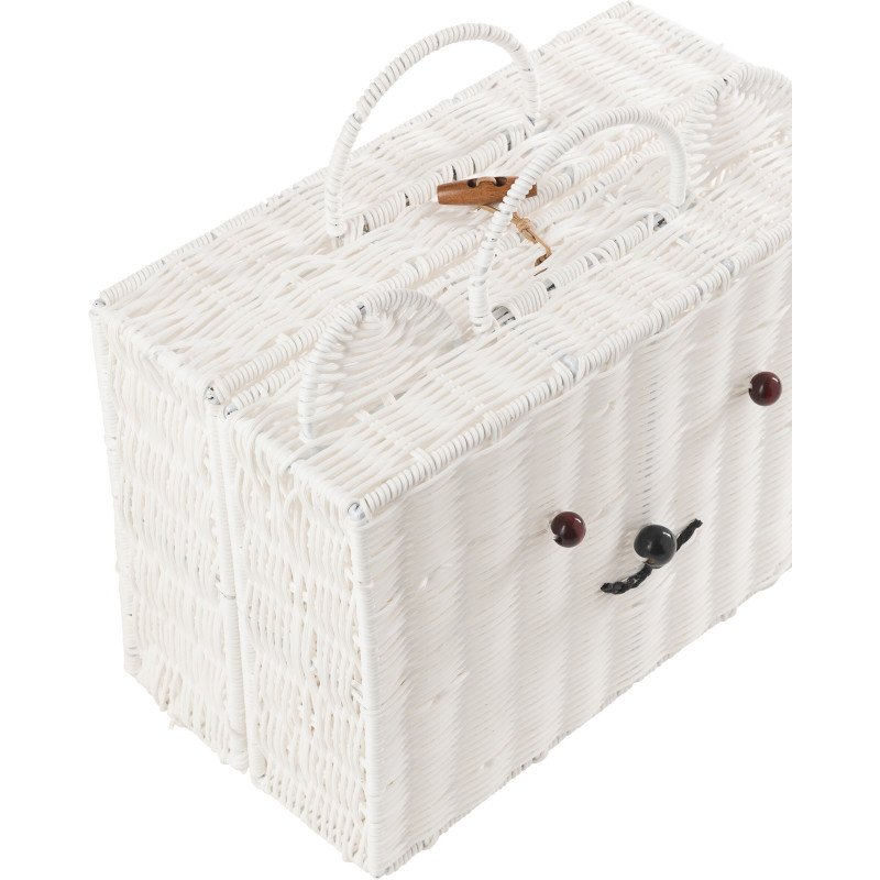 Valise de rangement déco Ourson 35 cm Rotin synthétique Blanc Tressé Callisto 