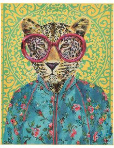 Toile murale peinte pop art Léopard 40x50 Leopika 